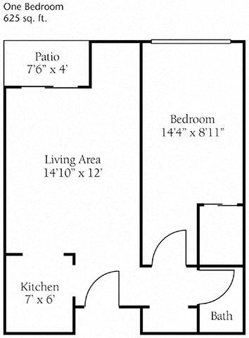 One bedroom One bathroom Floor Plan One bedroom One bathroom Floor Plan at Cogir of Northgate, Washington, 98125